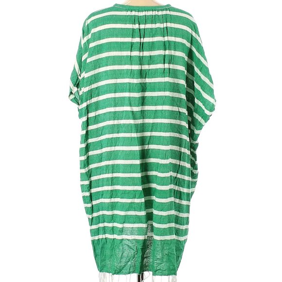 S/M Rose and Rose green striped swimsuit coverup - Picture 2 of 7